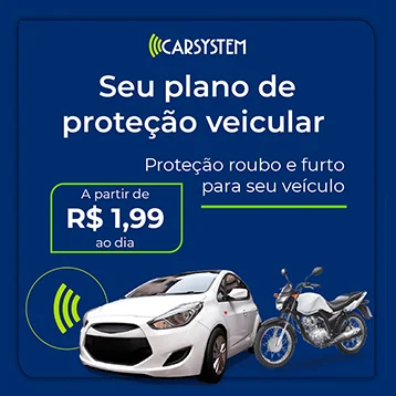 Seu plano de proteção veicular. Proteção roubo e furto para seu veículo. A partir de R$1,99 ao dia.